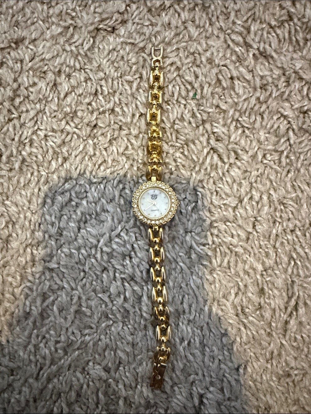 Gold Crystal-Trim Women's Bracelet Watch